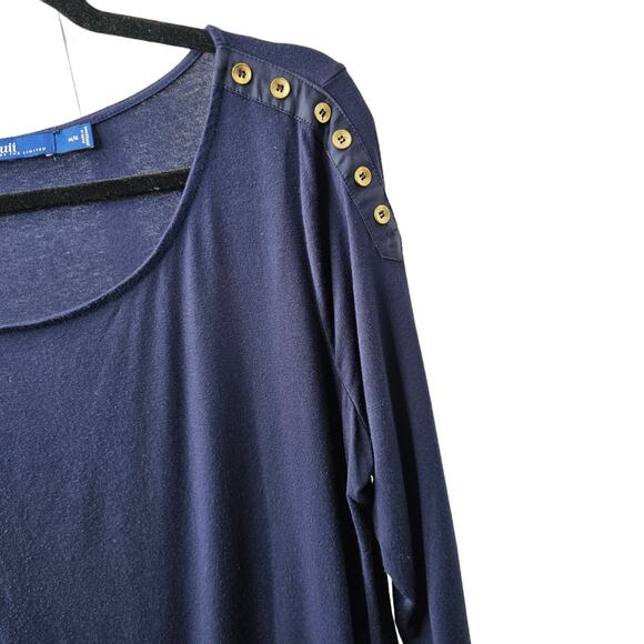 Eloquii Shirt 14w 16w Navy Blue Plus Size Top Work Blouse Office Chic Power - Picture 3 of 8